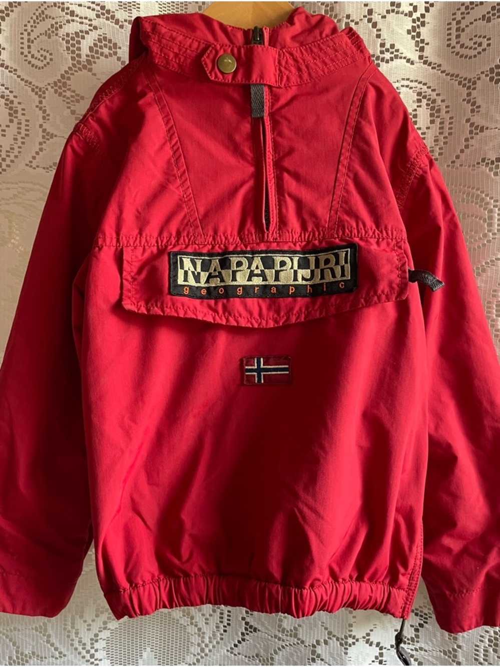 NAPAPIJRI Kids 6 Red Hooded Pullover Rainforest Anorak Ski Hoodie Jacket